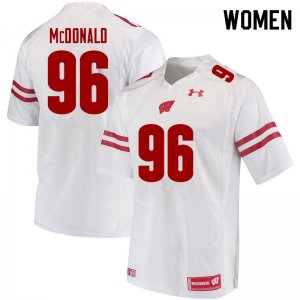Women's Wisconsin Badgers NCAA #96 Cade McDonald White Authentic Under Armour Stitched College Football Jersey XO31U48IU